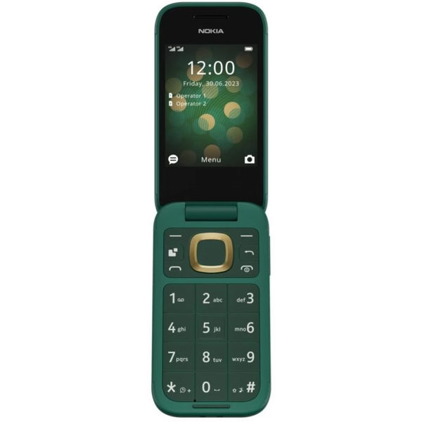 Nokia 2660 Flip 48MB/128MB Dual SIM Kihajtható Mobiltelefon - Zöld + Domino Quick SIM kártya csomag
