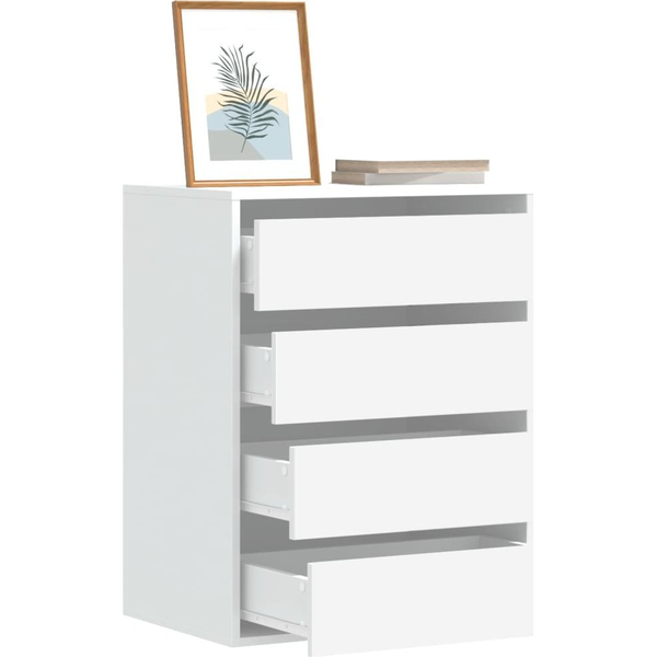 fehér szerelt fa fiókos sarokszekrény 60 x 41 x 76 cm