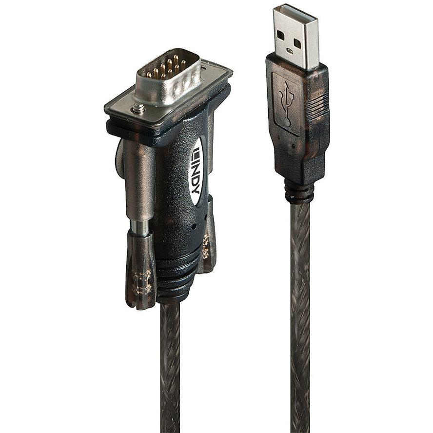 Lindy 42855 soros kábel Szürke, Átlátszó 1,5 M USB A típus DB-9 (42855)