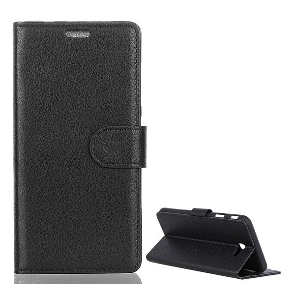 Tok álló, bőr hatású (FLIP, oldalra nyíló, asztali tartó funkció, prémium) FEKETE [Samsung Galaxy J4 Plus (SM-J415F)] (5996457826650)