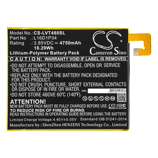Cameron Sino CS-LVT480SL Lenovo Tab 4 8 Plus Tablet akkumulátor 4750 mAh (CS-LVT480SL)