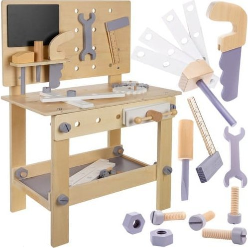 Kruzzel Fa Játékműhely Gyerekeknek, Satuval és 11 db Szerszámmal, 67x26x45 cm (5900779954168)