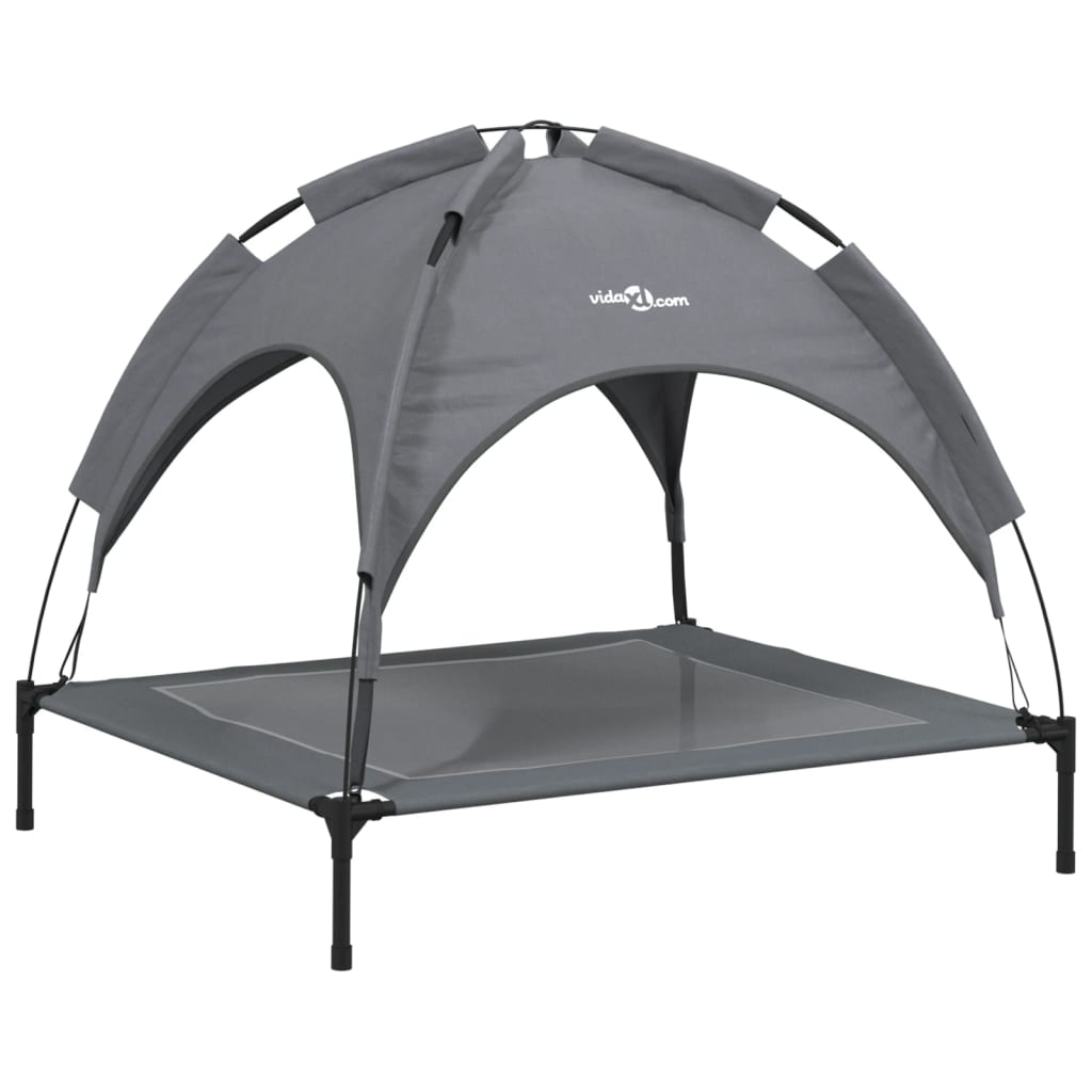 antracitszürke oxford szövet és acél baldachinos kutyaágy (172598)