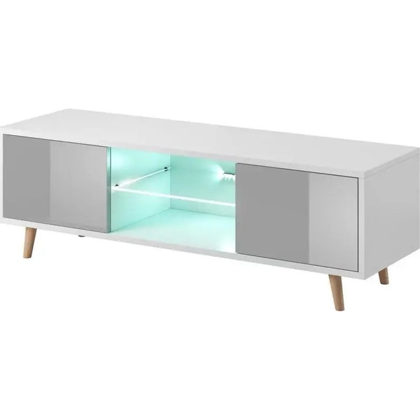 Vivaldi Meble RTV SWEDEN LE biały mat/szary połysk LED B 2K