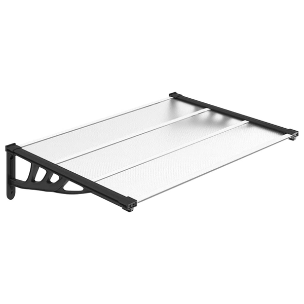 Copertină de ușă, negru și transparent, 122x90 cm, policarbonat