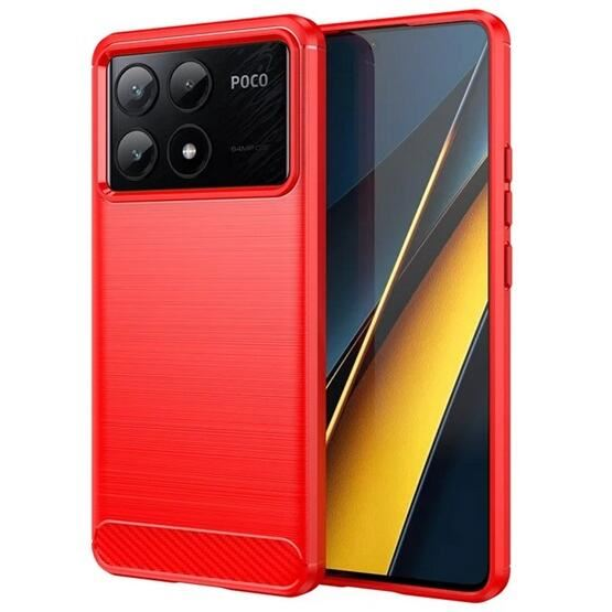 Gigapack Xiaomi Poco X6 Pro szálcsiszolt, karbon mintás tok piros (GP-156979)