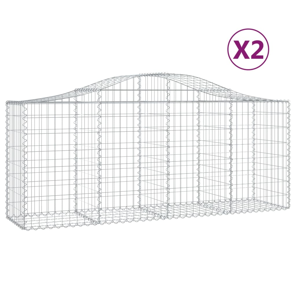 2 db íves horganyzott vas gabion kosár 200x50x80/100 cm (3145619)