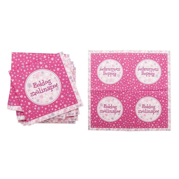 Салфетка за рожден ден 16 части - 33 х 33 см, розова