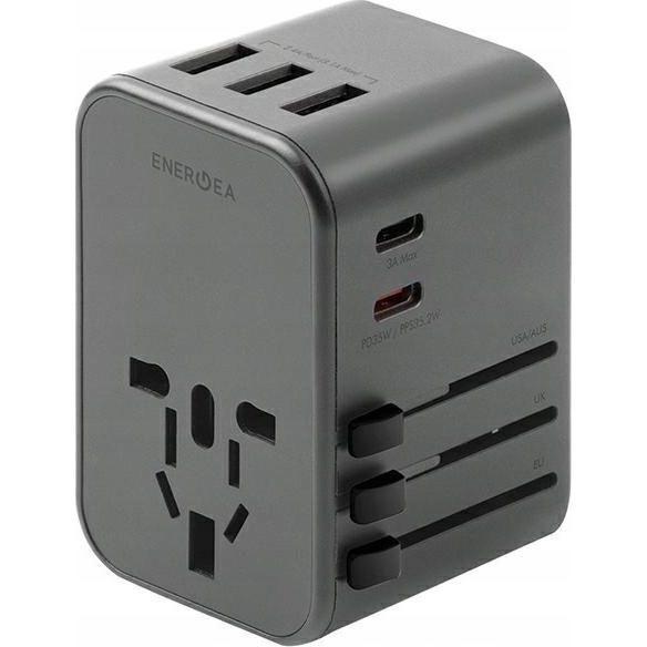 Energea Travelworld 4in1 US/UA/EU/UK Utazó Adapter 3x UBS-A / 2x USB-C töltőporttal ( )