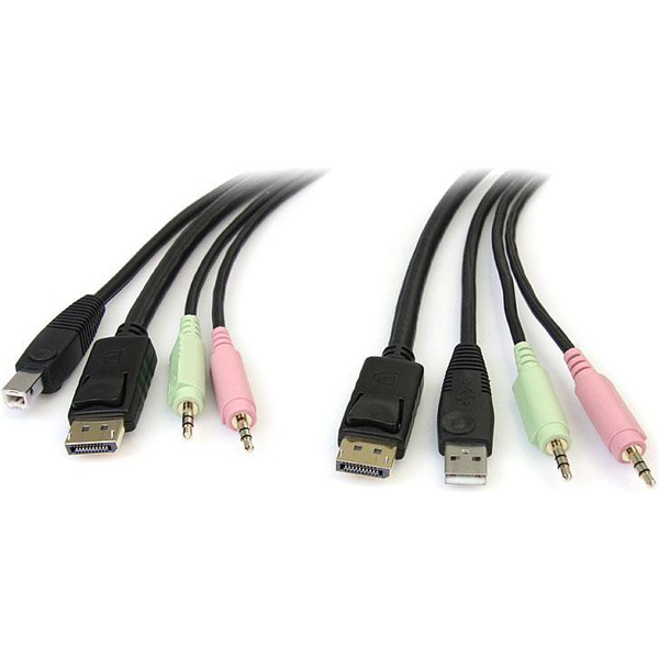 StarTech.com DP4N1USB6 toetsenbord-video-muis (kvm) kabel Zwart 1,829 m