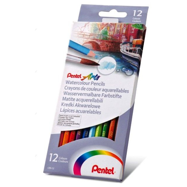 Pentel Színes Ceruza Készlet - 12 db, Akvarell Hatszögletű Pentel (CB9-12U)