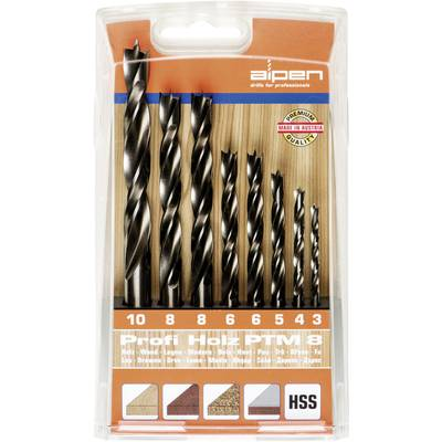 Fa spirál fúró készlet 8 részes 3 mm, 4 mm, 5 mm, 6 mm, 8 mm, 10 mm Alpen 600093100 Hengeres befogószár 1 készlet (600093100)