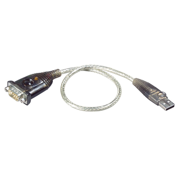 ATEN UC232A-AT cavo seriale Acciaio inox, Trasparente, Nero 0,35 m USB tipo A DB-9
