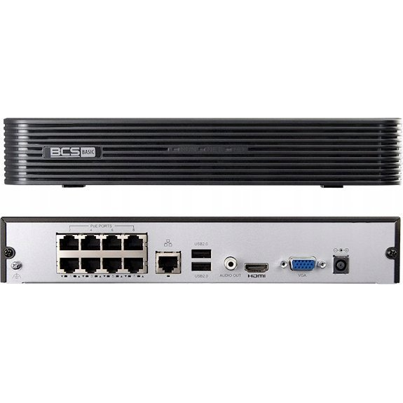 Rejestrator BCS REJESTRATOR IP BCS-B-NVR0801-8P(2.0) 8 KANAŁÓW, 8 PoE BCS BASIC