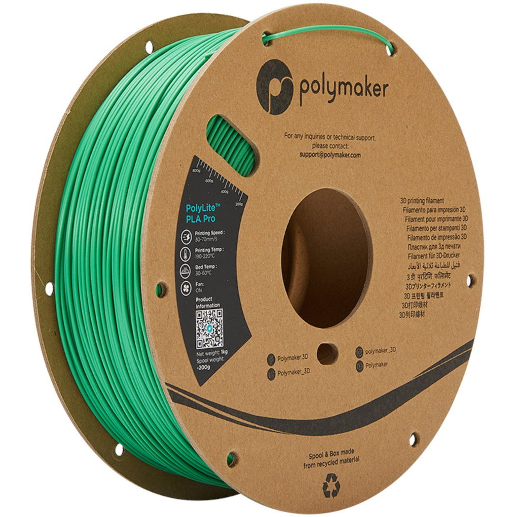 Polymaker PA07008 6938936710332 3D nyomtatószál PLA Pro nagy merevség, ütésálló 1.75 mm 1000 g Zöld PolyLite™ 1 db (PLM-25213)