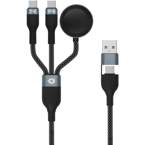 Conceptronic ETTA08B15 cabo USB USB 2.0 1,5 m USB A 2 x USB C Preto
