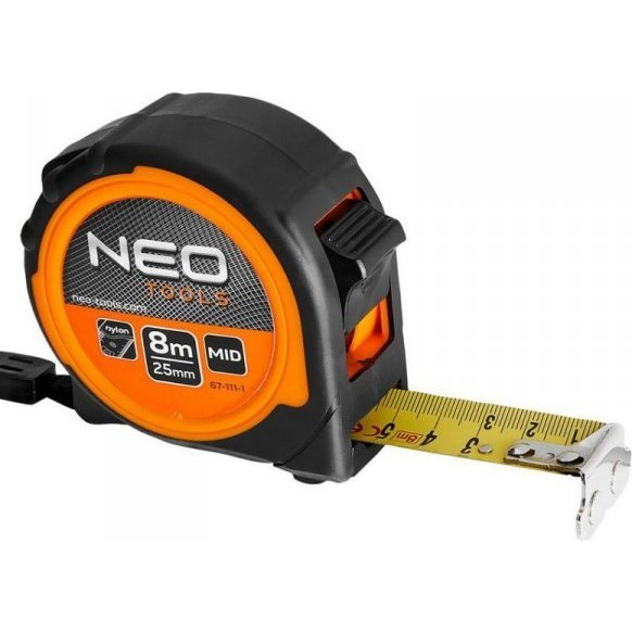 NEO Mérőszalag 8 m / 25 mm, Mágneses, Dupla Fékes