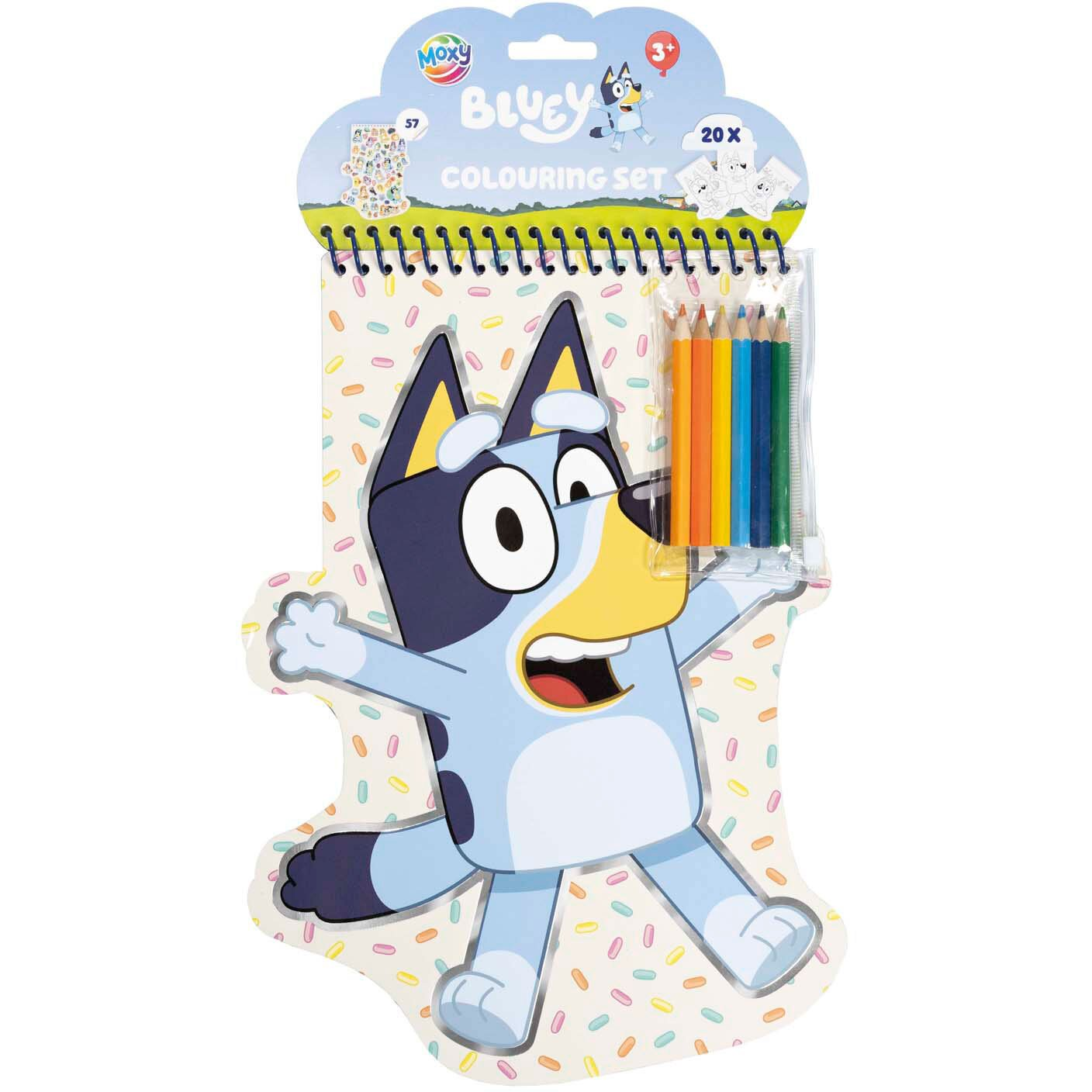 SÚPRAVA OMAĽOVÁNKA BLUEY Nálepky Pastelky