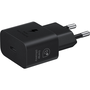 Hálózati töltő adapter, 25W, USB Type-C aljzat, USB Type-C - USB Type-C kábellel, PD, PDO / PPS, GaN, gyorstöltés, Samsung, fekete, gyári