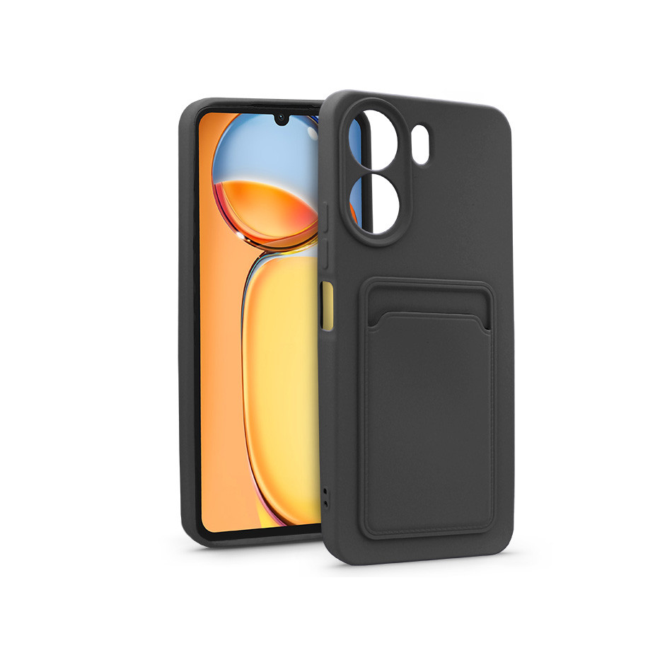 Xiaomi Redmi 13C szilikon hátlap kártyatartóval - Card Case - fekete (HF262852)
