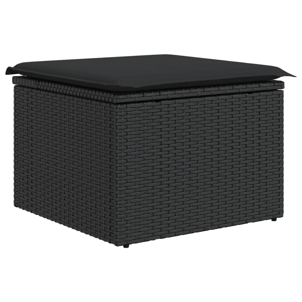 fekete polyrattan kerti szék párnával 55 x 55 x 37 cm (365968)