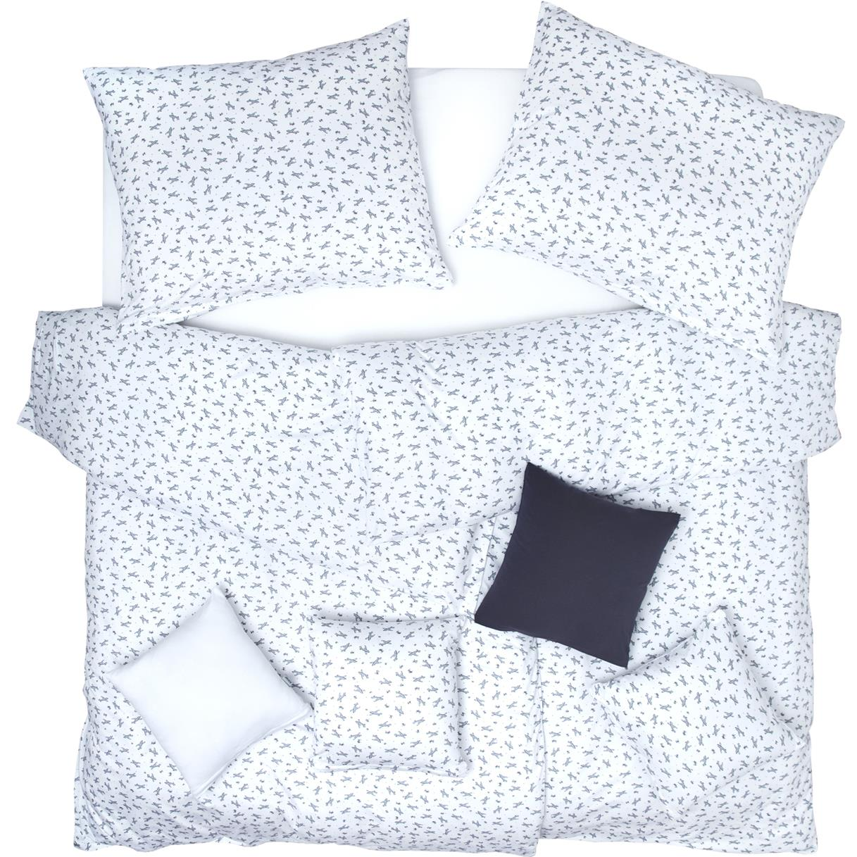 SCANquilt JERSEY ágyneműhuzat, repülőgépek, fehér-szürke, 140 × 200/70 × 90 cm (35311)