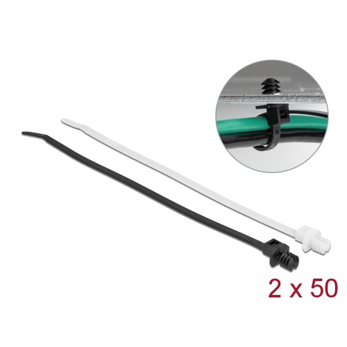 Delock Kábelkötegelő vékony lemez alappal hossza 200 mm szélessége 4,8 mm, 100 db. (19502) (19502)