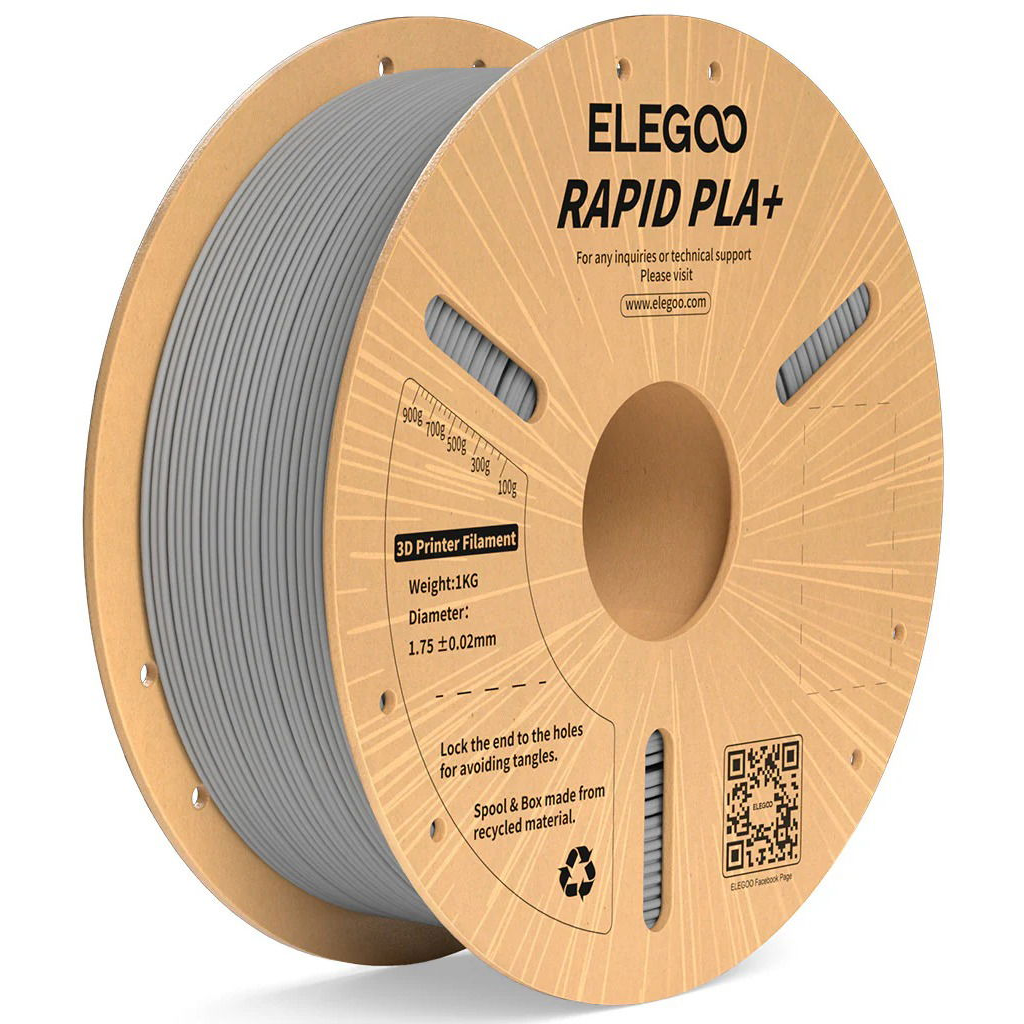 Elegoo RAPID PLA+ - 1,75mm, 1kg, Cardboard Spool, Grey (ELEEG240428)