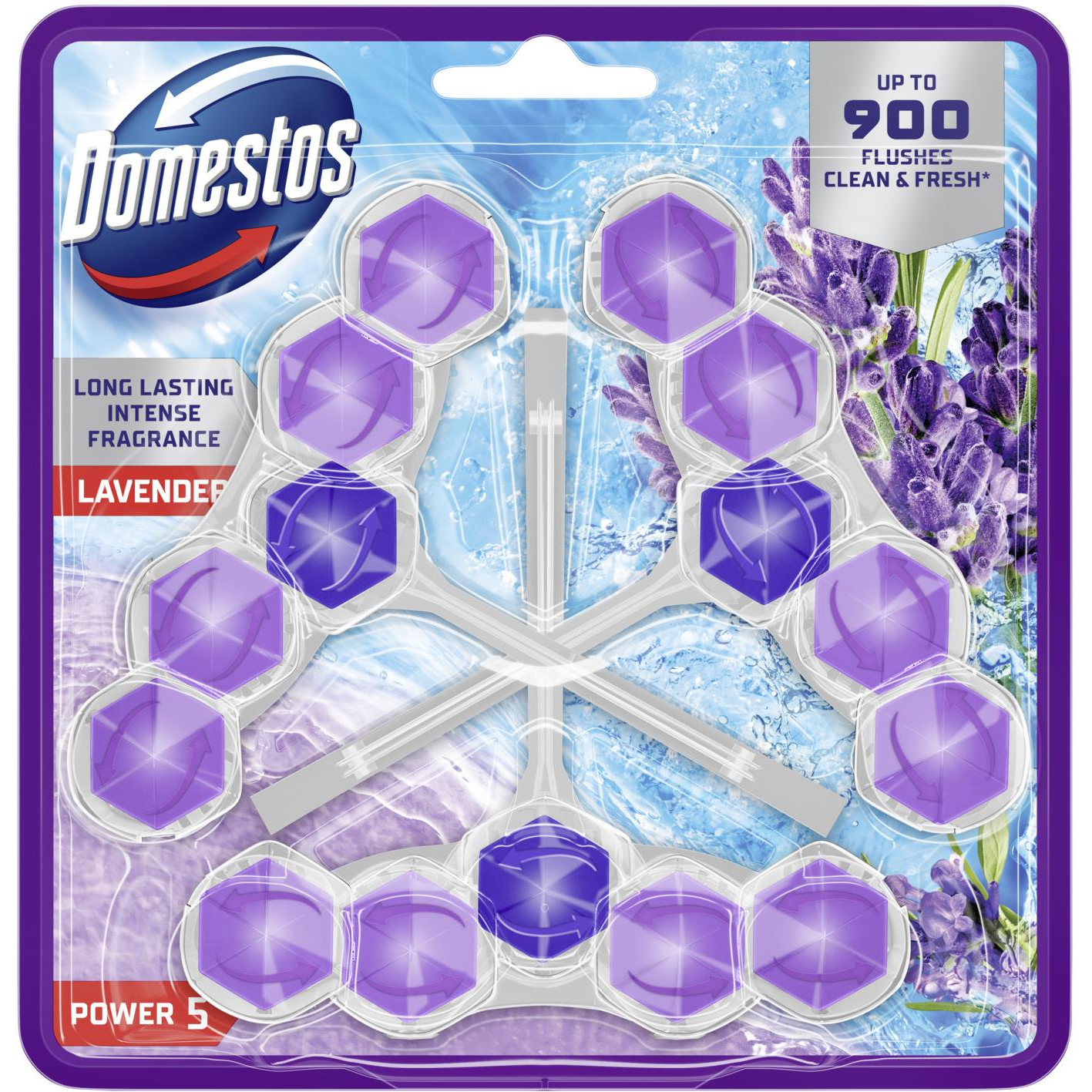 Domestos Power5 WC frissítő blokk, Levendula 3 × 50 g (8720182926081)