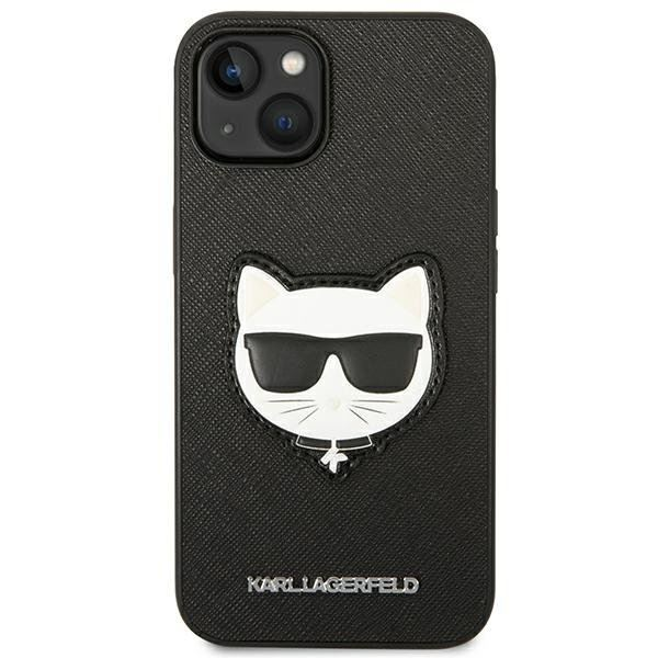 Karl Lagerfeld Saffiano Choupette Head Patch Apple iPhone 14 Plus tok fekete (KLHCP14MSAPCHK) (KLHCP14MSAPCHK)