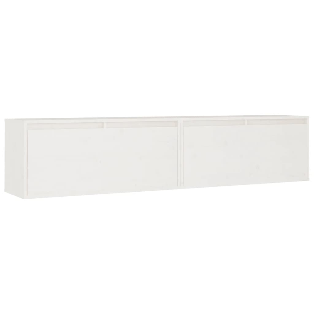 2 db fehér tömör fenyőfa faliszekrény 80 x 30 x 35 cm (813458)