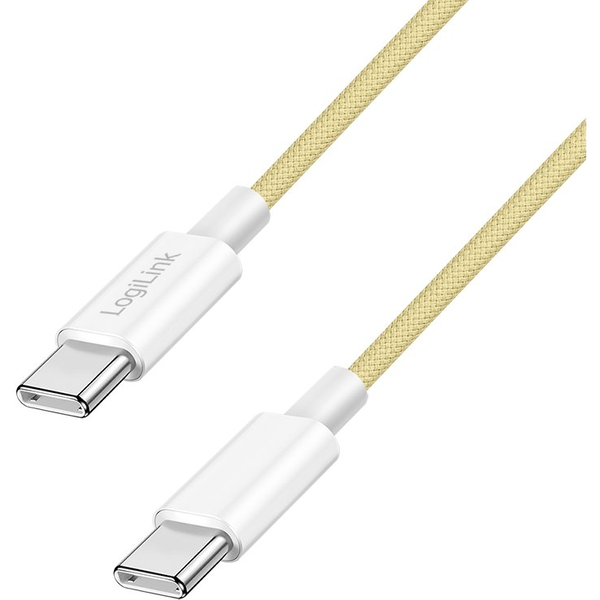 Logilink USB 2.0 Typ-C Kabel C/M > C/M, Nylon, 60W gelb 1,5m