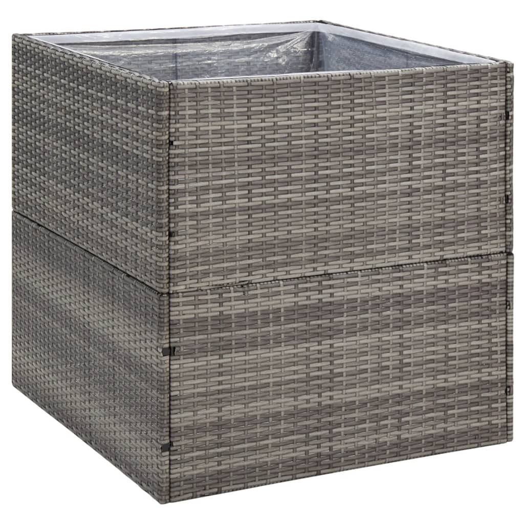 szürke polyrattan kerti ültetőláda 80x80x80 cm (319177)