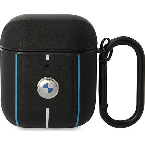 BMW BMA222RVSK AirPods 1/2 tok fekete bőr Színes vonalakkal (BMW000594)