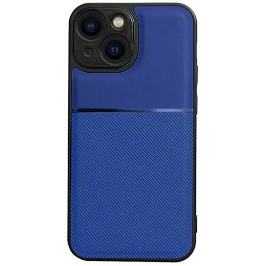 Gigapack Apple iPhone 15 Plus mágneses, bőr hatású, csíkos mintás tok sötétkék (GP-148094) (GP-148094)