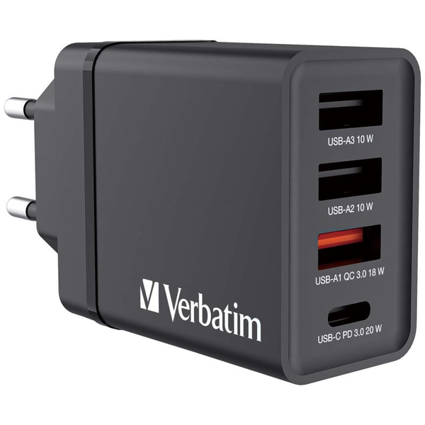 Verbatim 49700 3x USB-A / USB-C Hálózati töltő - Fekete (30W)