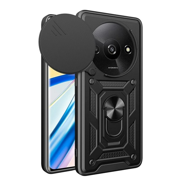 gigapack Defender szilikon telefonvédő (ütésállóság, tartógyűrű, kameravédő) FEKETE Xiaomi Redmi A3 4G " csomagolás" (GP-157217)