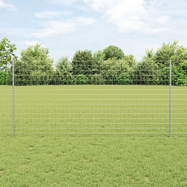 Kerítés oszlopokkal Ezüst 1.2 x 10 m Acél