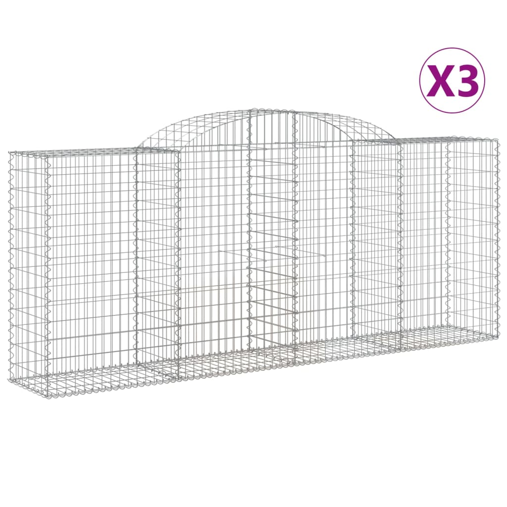 3 db íves horganyzott vas gabion kosár 300x50x120/140 cm (3146720)