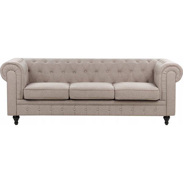 Beliani Sofa 3-osobowa szarobeżowa CHESTERFIELD