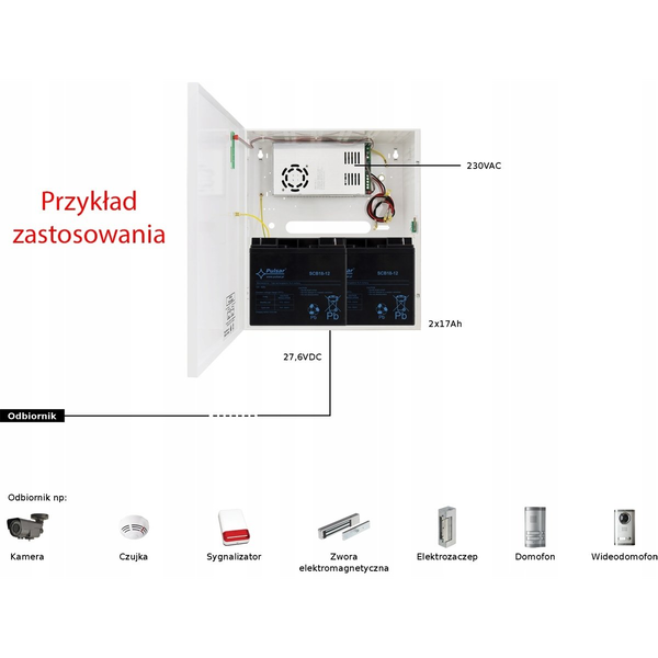 UPS Pulsar HPSB-24V7A-C Zasilacz buforowy impulsowy 27,6V/7A/2x17Ah