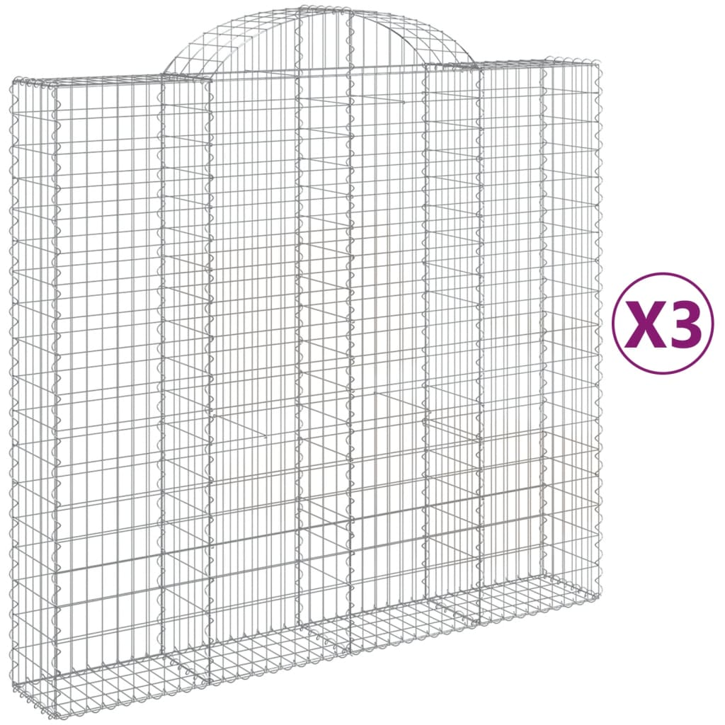 3 db íves horganyzott vas gabion kosár 200x50x180/200 cm (3146405)