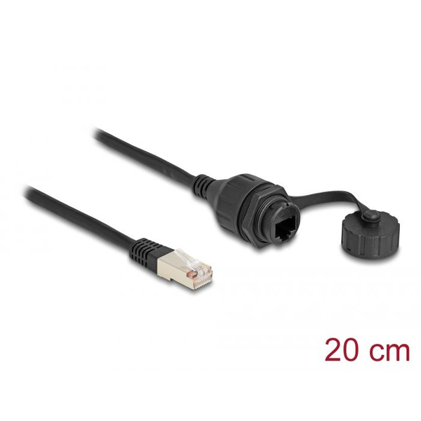 Delock RJ50 kábel apa - RJ50 anya beépített fedélsapkával 20cm (87893)
