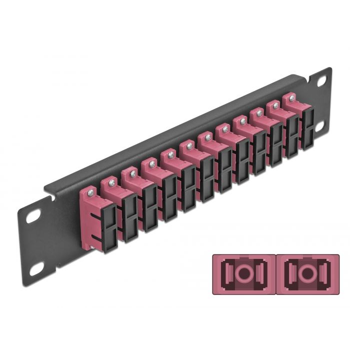 Delock 10 üvegszálas patch panel 12 portos SC Duplex 1U ibolya fekete (66775) (DE66775)