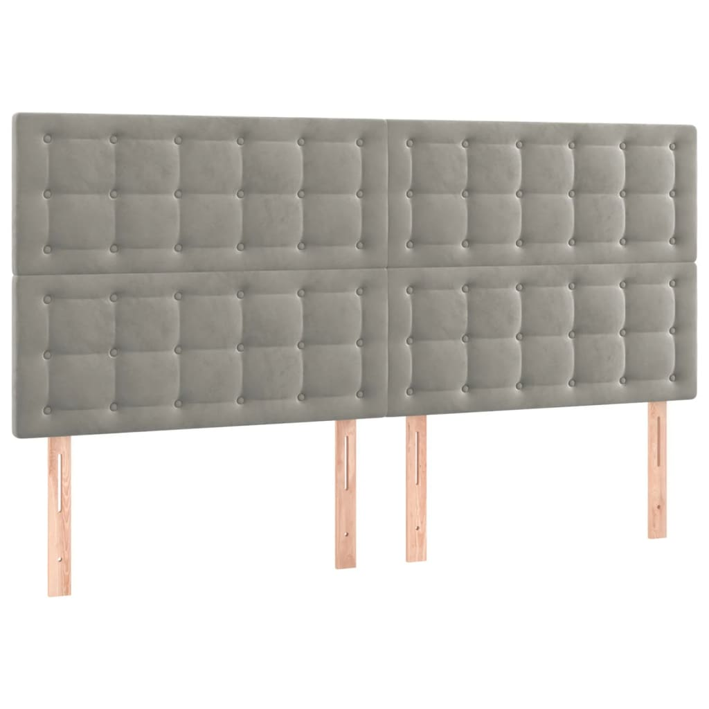 4 db világosszürke bársony fejtámla 100x5x78/88 cm (3116832)