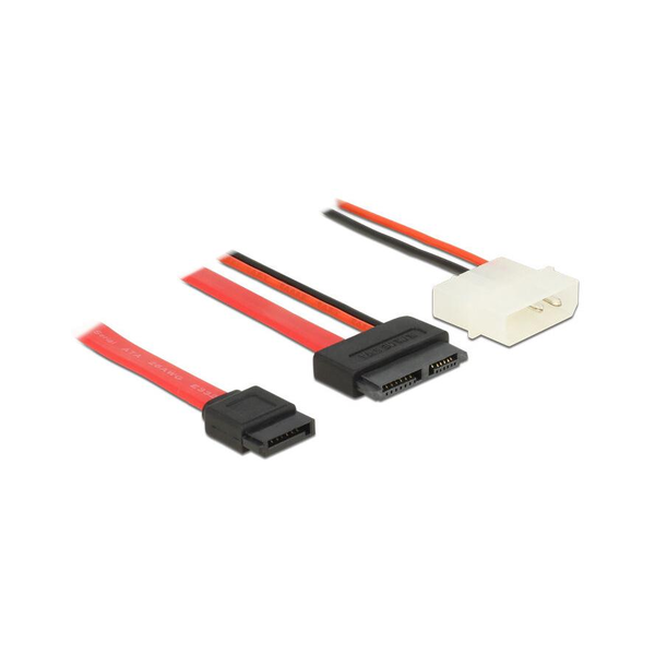 DeLock Cable SATA 6 Gb/s 7 pin receptacle + 4 pin power plug (5 V) > Slim SATA 13 pin receptacle 50cm