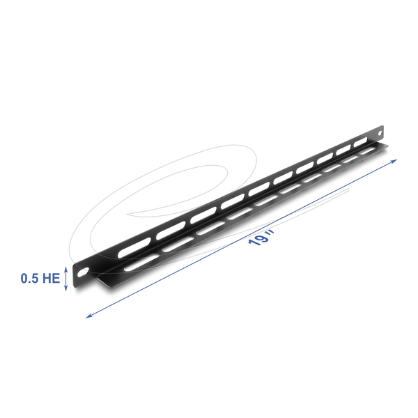 DELOCK 19" 0,5HE Panel L-Form 22mm mit Kabelbinderbef. Blck