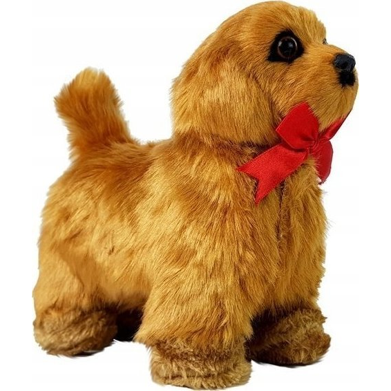 Interaktív Puha Szőrű Barna Plüss Kutya - Masnival, 20x9x21 cm (7249)