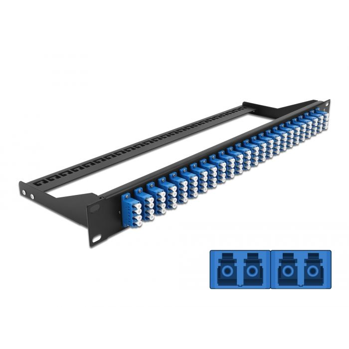 Delock 19 száloptikás csatlakozó panel 24 portos LC Quad kék (43398) (DE43398)