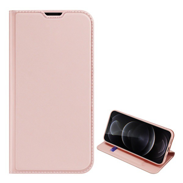 DUX DUCIS SKIN PRO tok álló, bőr hatású (FLIP, oldalra nyíló, bankkártya tartó, asztali tartó funkció) ROZÉARANY [Apple iPhone 13 Pro] (5996591097824)